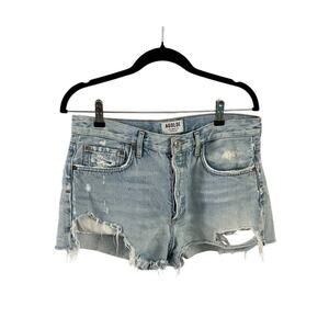 AGOLDE Women's‎ Light Wash Distressed Denim Cutoff Shorts Size 29